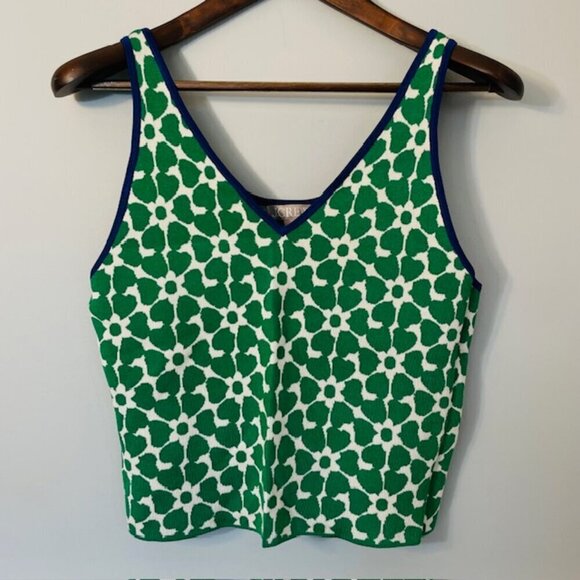 J. Crew Sweater Tank Floral Preppy Knit Jacquard Top NWT S/M - Picture 2 of 6